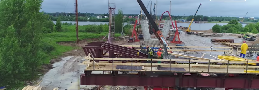 dubna most - В Дубне заканчивается монтаж опор будущего моста через реку Волга 1